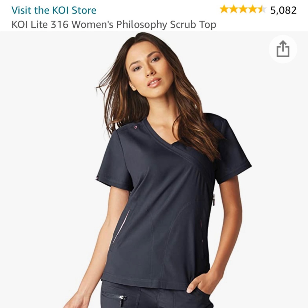 Koi Lite Women’s Philosophy Scrub Top - Charcoal